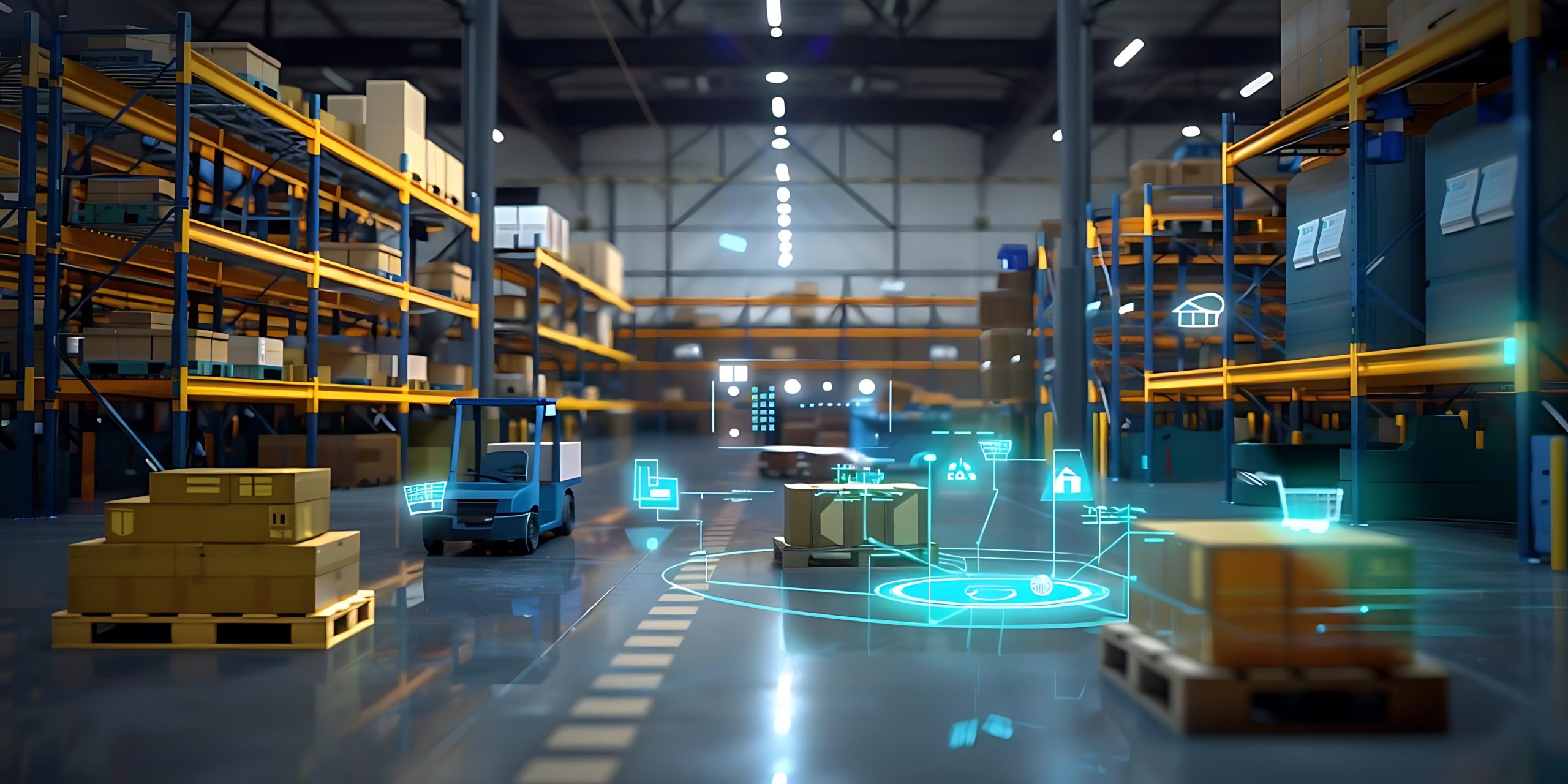 Warehouse Automation - Forklift, Shelves, and Digital Interface