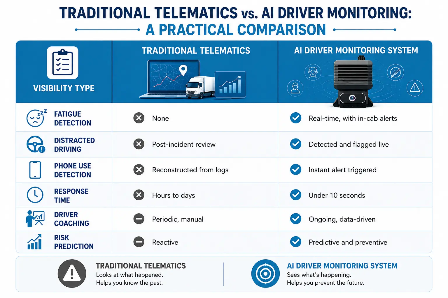 Traditional Telematics vs. AI Driver Monitoring
