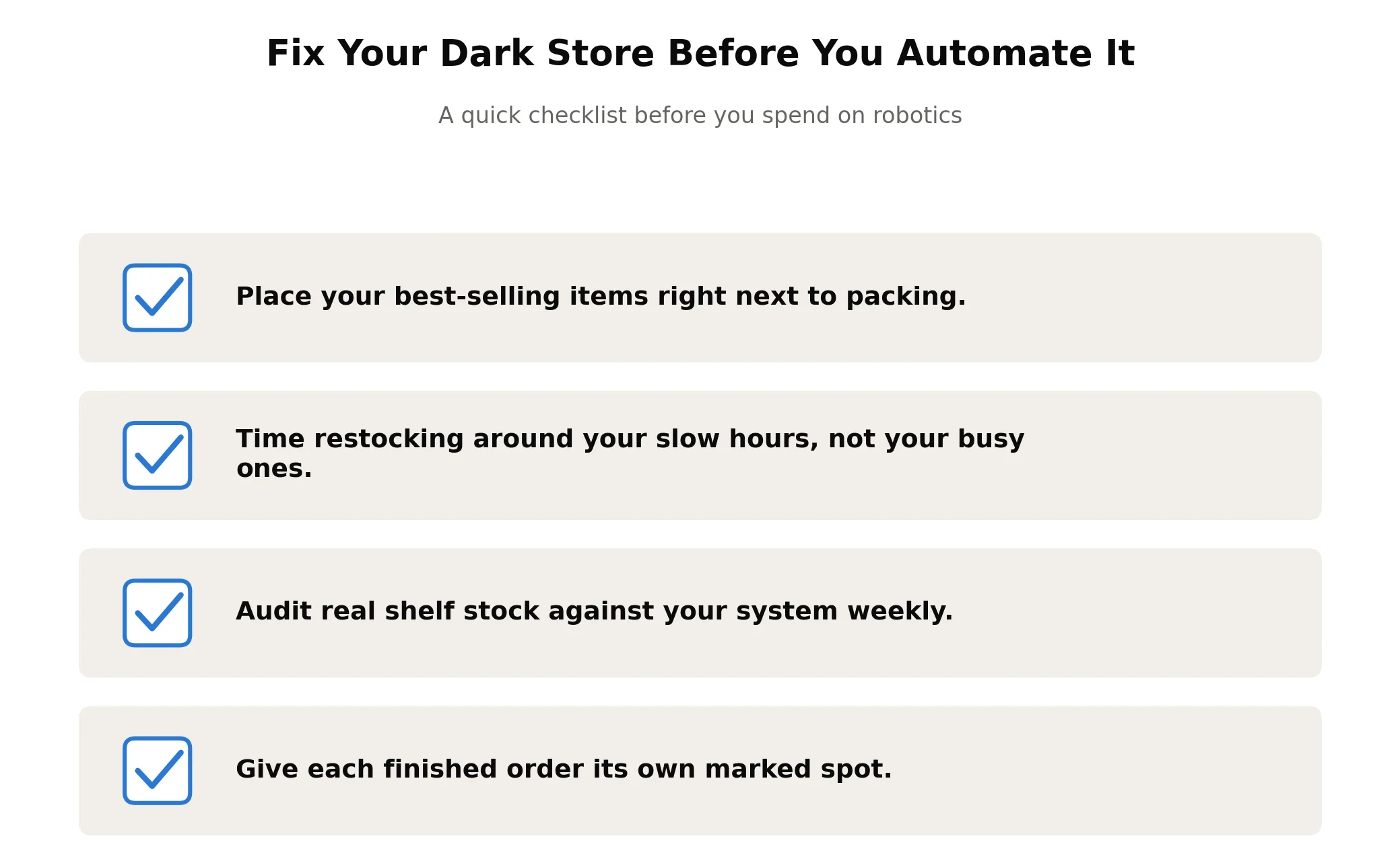 Dark Store Optimization Checklist Before Warehouse Automation